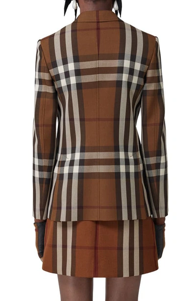 Shop Burberry Tonya Check Wool Blend Jacket In Dark Birch Brown Ip