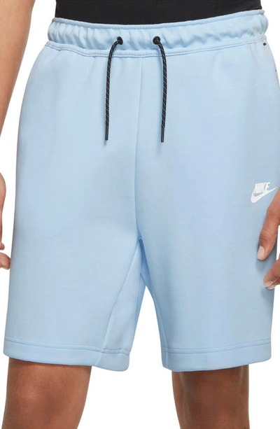 Shop Nike Sportswear Tech Fleece Shorts In Celestine Blue/ White