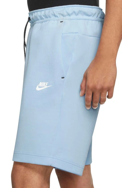 Shop Nike Sportswear Tech Fleece Shorts In Celestine Blue/ White