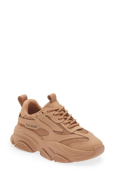 Steve Madden Possession Chunky Lace-Up Sneakers, Womens, 10M, Almond