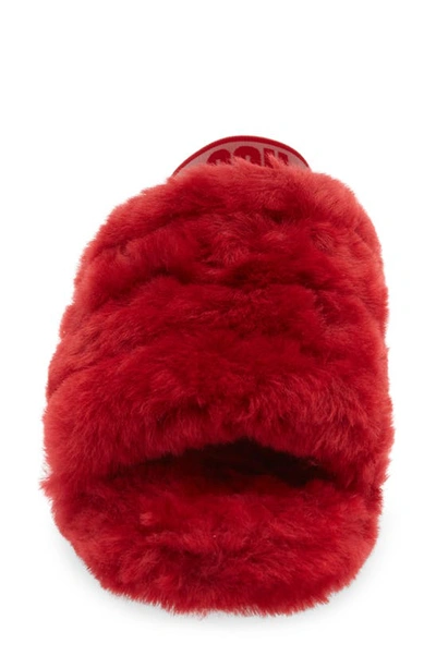 Shop Ugg Fluff Yeah Faux Fur Slingback Sandal In Samba Red
