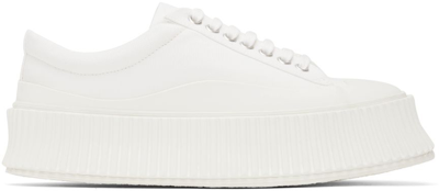 Jil Sander White Platform Sneakers In 100 Optic White