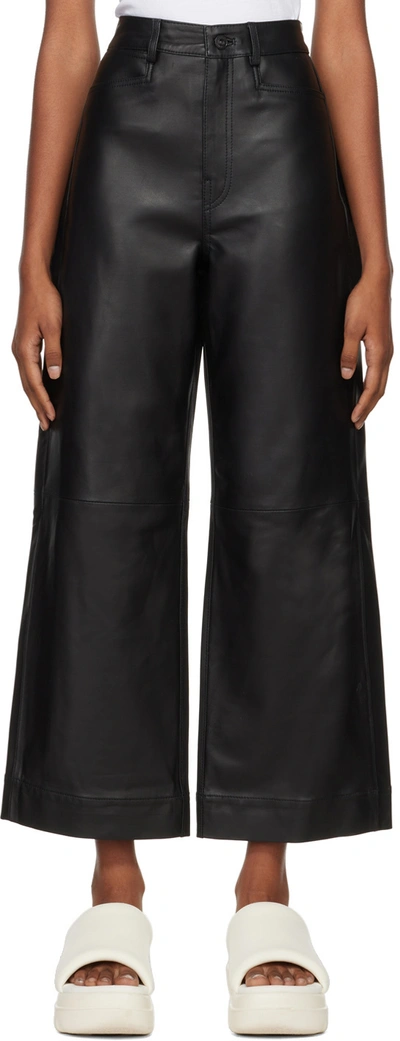 Shop Proenza Schouler Black  White Label Leather Culotte Pants In 001 Black