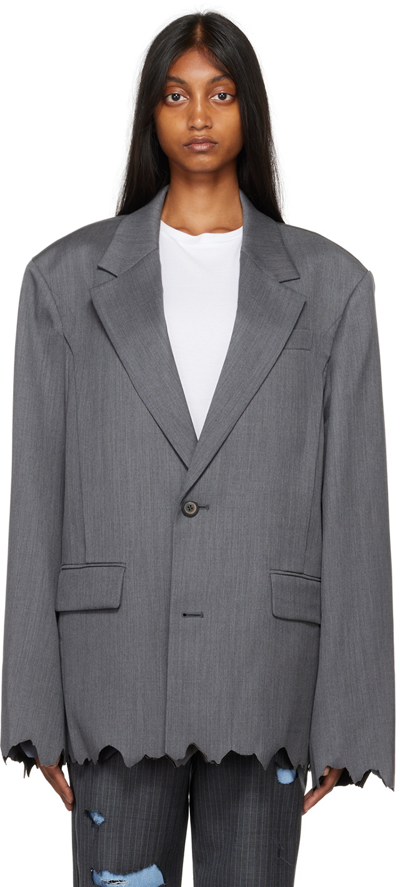 Shop Ader Error Gray Oversized Blazer In Grey