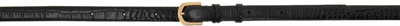 Shop Totême Black Croc Double Clasp Belt In 281 Croco