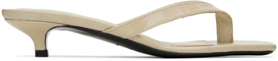 Shop Totême Off-white 'the Flip-flop' Heeled Sandals In 182 Sand Croco
