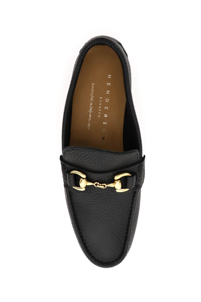 Shop Henderson Grained Leather Renzo Penny Loafers In Black