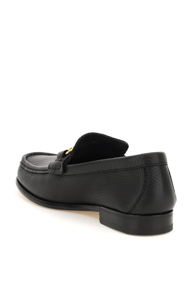Shop Henderson Grained Leather Renzo Penny Loafers In Black