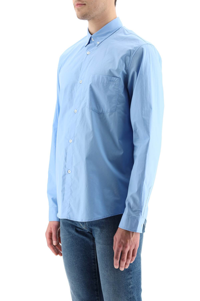 Shop Apc A.p.c. Cotton Poplin Richie Shirt In Blue