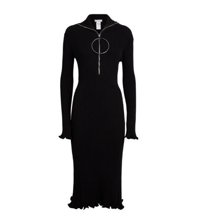 Shop Rabanne Zip-up Midi Dress In Black