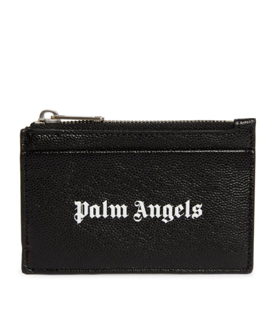 Shop Palm Angels Leather Zipped Card Holder In Black
