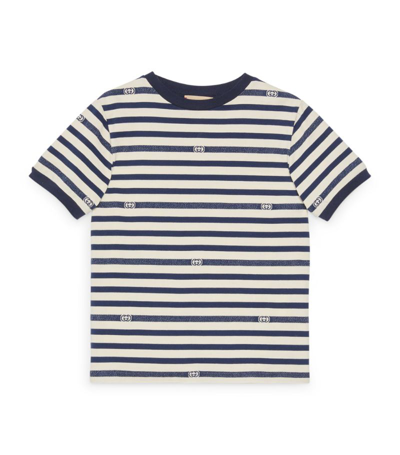 Shop Gucci Kids Striped Interlocking G T-shirt (4-12 Years) In Blue