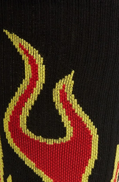 Shop Palm Angels Burning Flame Pattern Socks In Black Red