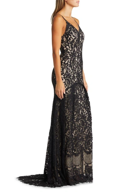 Lulus Flynn Lace Gown With Train In Black/ Nude | ModeSens
