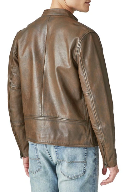 Lucky Brand Bonneville Washed Leather Jacket In Dark Brown