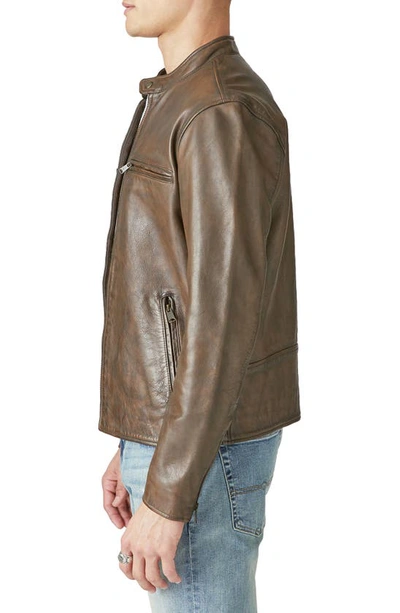 Lucky Brand Bonneville Washed Leather Jacket In Dark Brown
