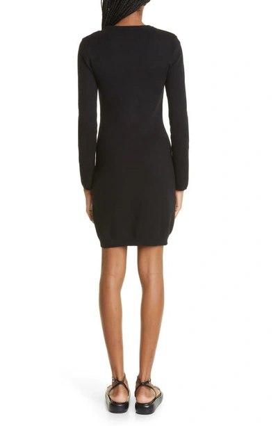 Shop Monrow Supersoft Cutout Long Sleeve Sweater Dress In Black