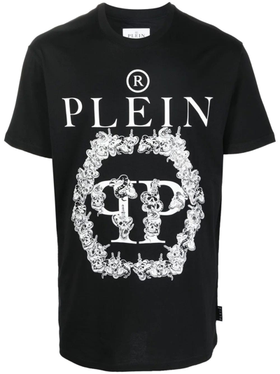 Shop Philipp Plein Black T-shirt With Logo Print In Nero