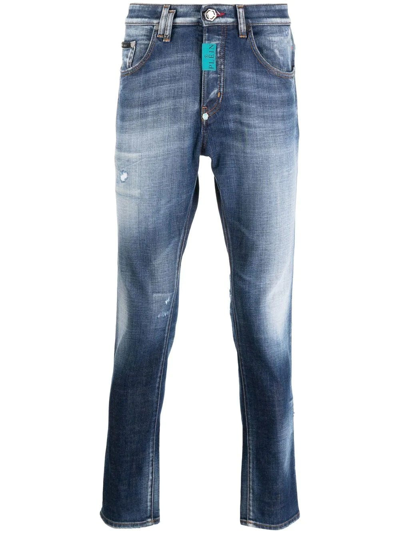 Shop Philipp Plein Blue Skinny Jeans