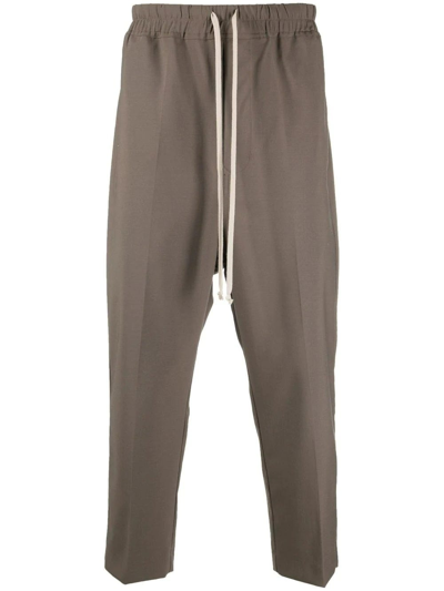Shop Rick Owens Cropped Drop-crotch Trousers In Brown