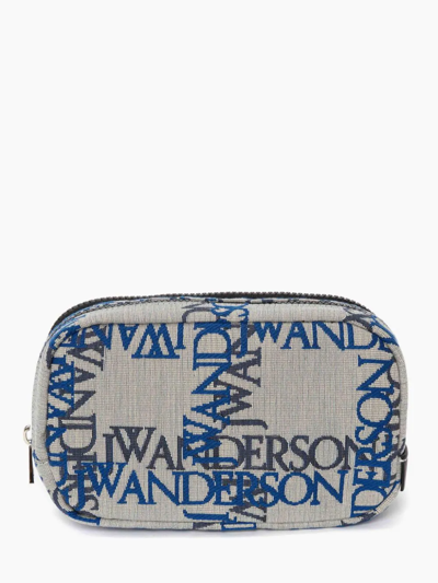 Shop Jw Anderson Medium Logo Canvas Double Zip Pouch In Grey