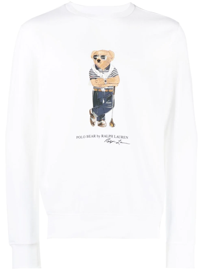 Shop Polo Ralph Lauren Polo Bear Crew-neck Sweatshirt In White