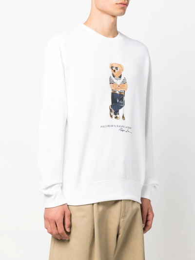 Shop Polo Ralph Lauren Polo Bear Crew-neck Sweatshirt In White