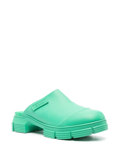 Shop Ganni City Slip-on Mules In 801 - Kelly Green