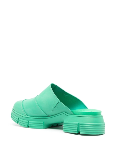 Shop Ganni City Slip-on Mules In 801 - Kelly Green