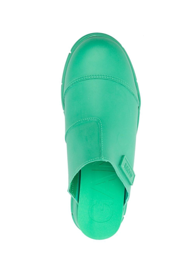 Ganni Rubber Sandals In 801 - Kelly Green