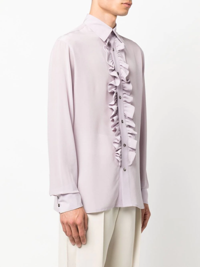 Shop 73 London Ruffle-detail Silk Shirt In Purple