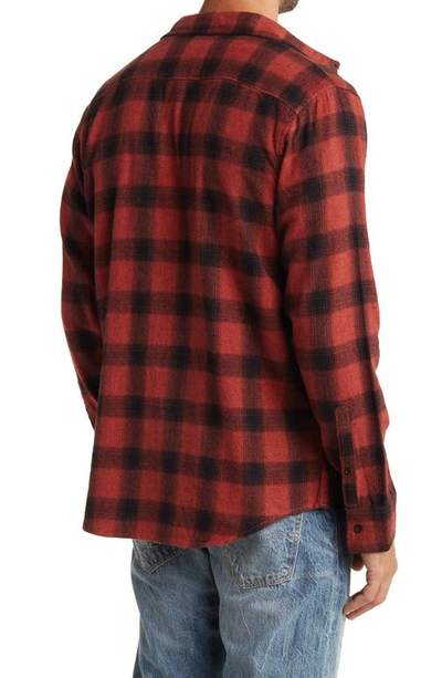 Shop Abound Long Sleeve Flannel Shirt In Rust- Black Shadowpane Plaid