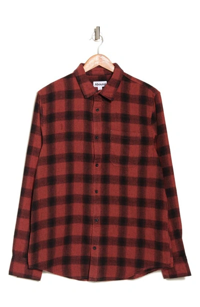 Shop Abound Long Sleeve Flannel Shirt In Rust- Black Shadowpane Plaid