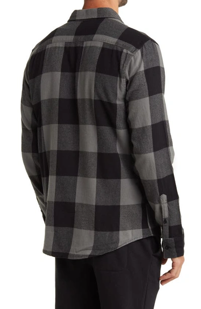 Shop Abound Long Sleeve Flannel Button-up Shirt In Black- Grey Buffalo Plaid