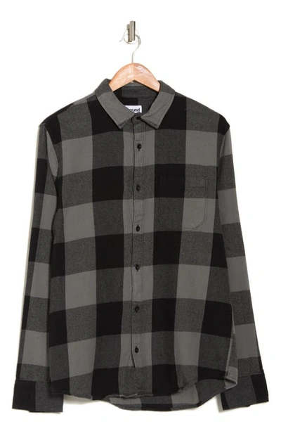 Shop Abound Long Sleeve Flannel Button-up Shirt In Black- Grey Buffalo Plaid