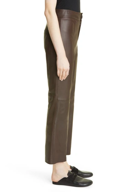 Shop Vince Leather Flare Pants In 242dkm-dk Mahogany