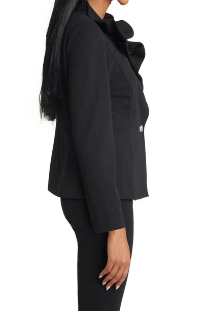 Shop Ming Wang Ruffle Collar Crepe Jacket In Black