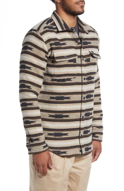 Shop Rvca Blanket Stripe Button-up Overshirt In Khaki