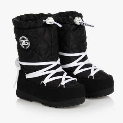 Shop Dolce & Gabbana Teen Black Logo Snow Boots