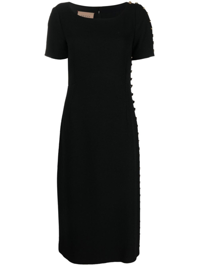 Shop Gucci Wool Sable Dress In Nero