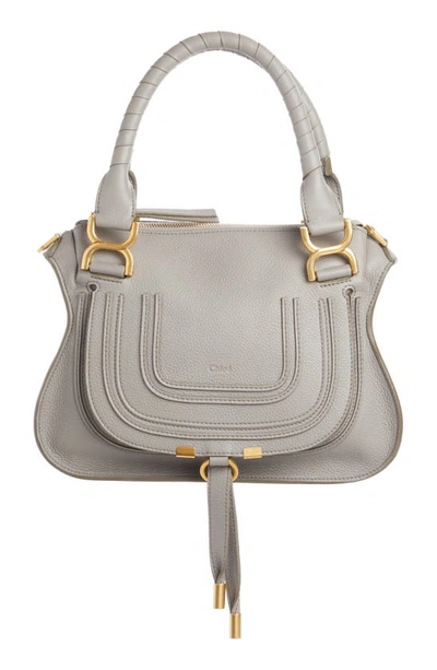 Shop Chloé Small Marcie Leather Satchel In Cashmere Grey