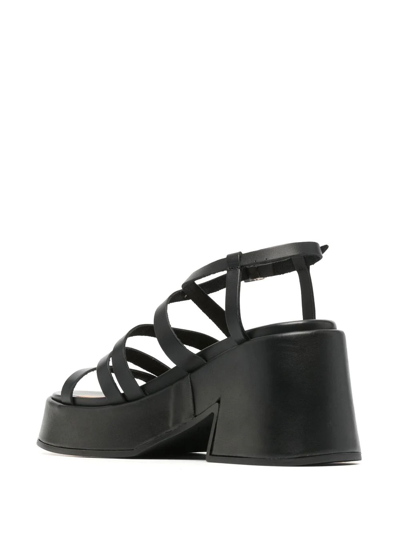 Shop Ganni Multi-strap Platform Sandals In 099 - Black