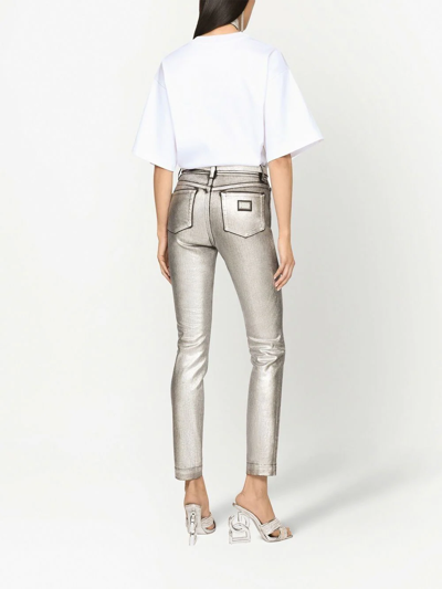 Dolce & Gabbana Flocked-logo Cotton T-shirt In White