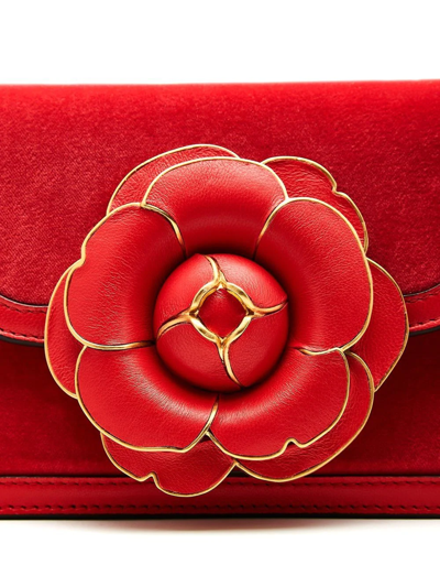 Shop Oscar De La Renta Tro Velvet Bag In Red