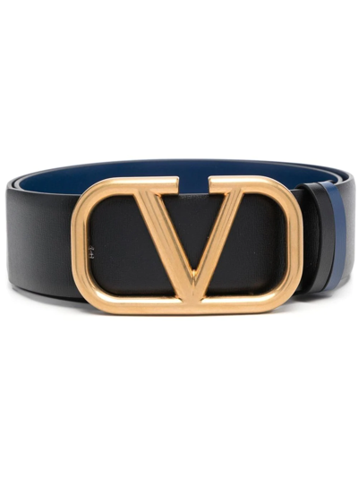 Shop Valentino Vlogo-buckle Belt In Black