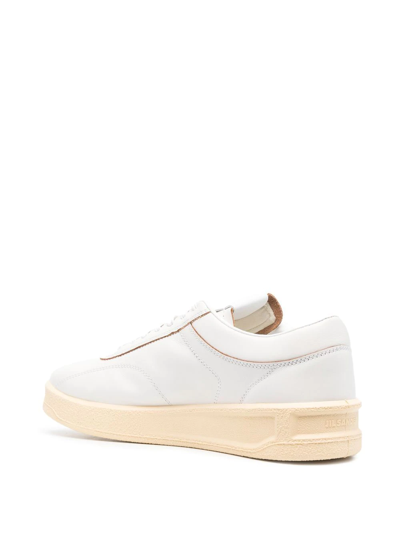Jil Sander Lace-up Leather Sneakers In White