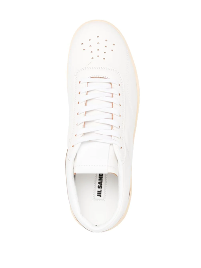 Jil Sander Lace-up Leather Sneakers In White