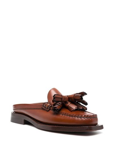 Shop Hereu Cairel Slip-on Leather Loafers In Brown