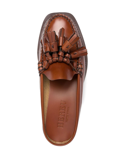 Shop Hereu Cairel Slip-on Leather Loafers In Brown
