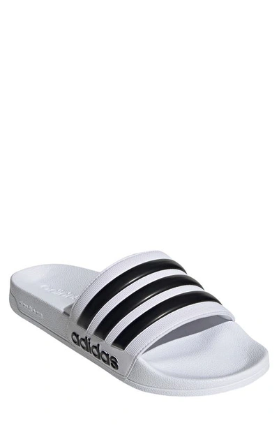 Shop Adidas Originals Adidas Adilette Shower Slide Sandal In Ftwr White/core Black